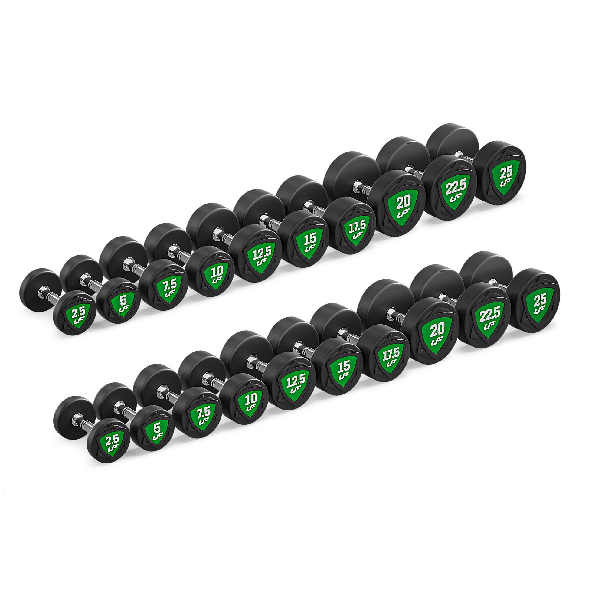 Juego de mancuernas de poliuretano 2,5-25kg (incrementos de 2,5 kg) 275 kg - UpForm