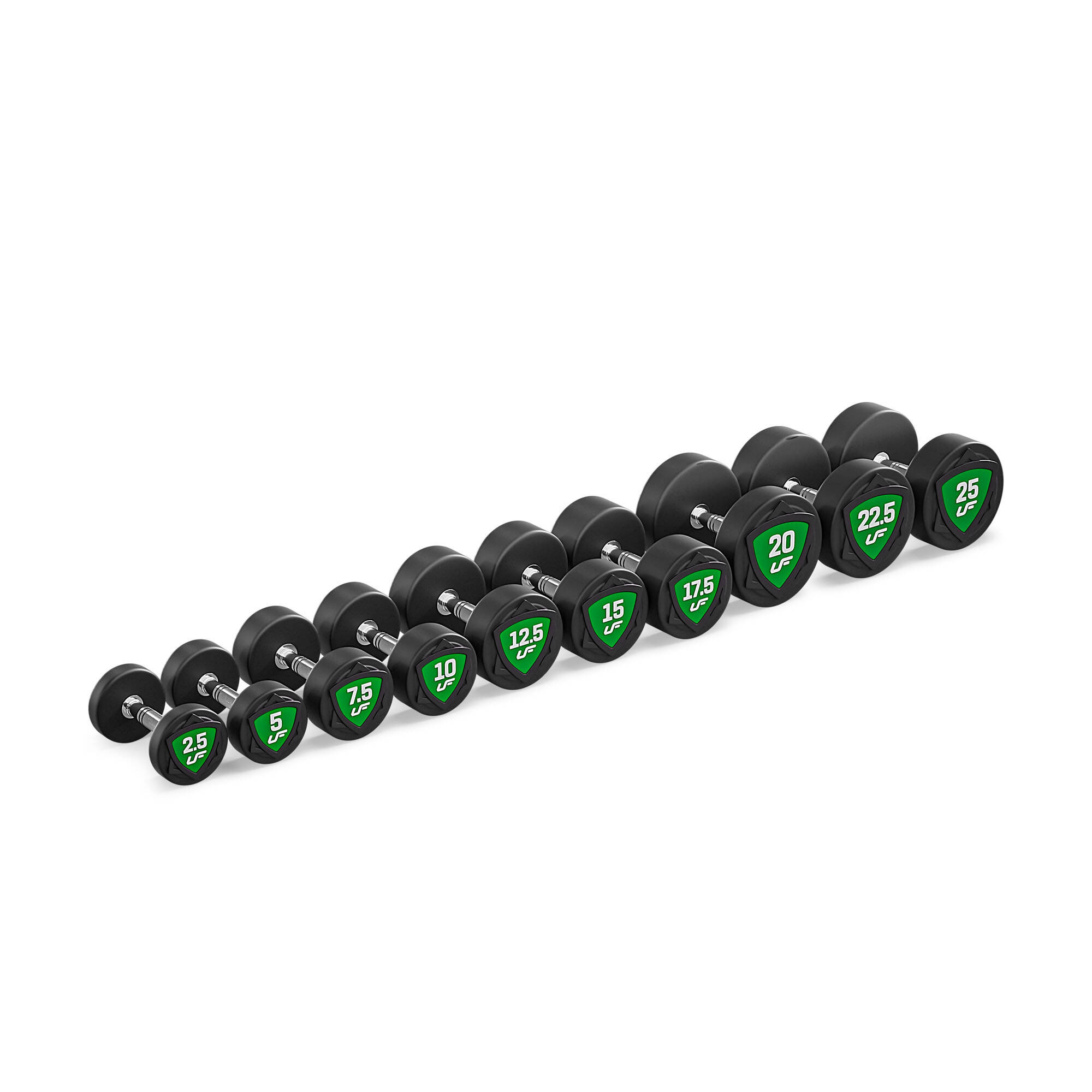 Juego de mancuernas de poliuretano 2,5-25kg (incrementos de 2,5 kg) 275 kg - UpForm