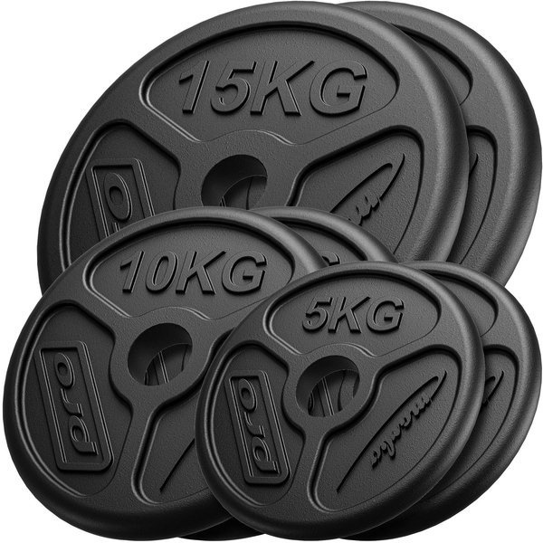 Juego de pesas olímpicas de hierro fundido 60 kg / 2 x 15 kg + 2 x 10 kg + 2 x 5 kg MW-2x15KG_2x10KG_2x5KG-OLI - Marbo Sport