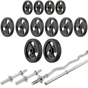 Set MH24_126KG_KIER_G | Banco de entrenamiento multifuncional ajustable MH-L115 + Soportes multinivel MH-S204 + Juego de barras reforzadas y pesas de goma 83 kg - Marbo Sport