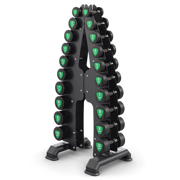 Juego de mancuernas de poliuretano1-10kg (incrementos de 1 kg) 110 kg + soporte para mancuernas UR-S005- UpForm