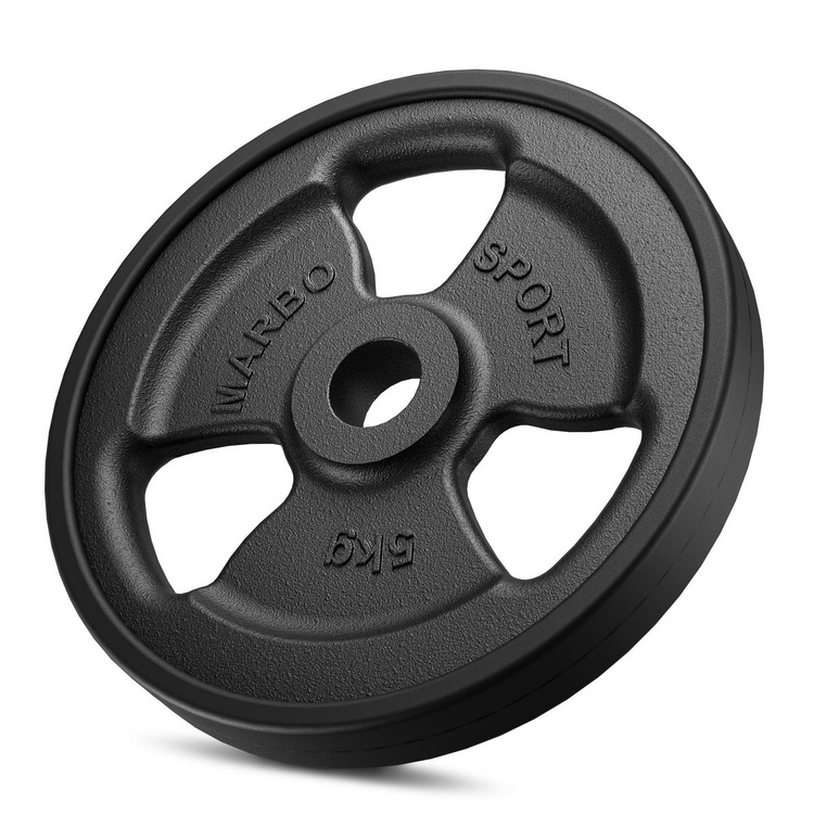 Juego de pesas de hierro fundido engomadas Tri-Grip 29 kg / 2 x 5 kg + 6 x 2,5 kg + 4 x 1 kg - Marbo Sport