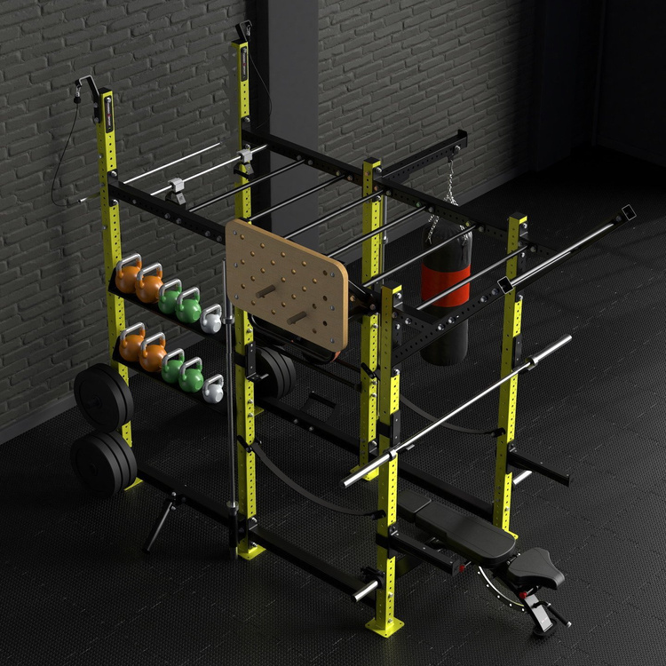 Jaula de potencia modular Power Rack con barras y postes MFT-RIG-13 - Marbo Sport