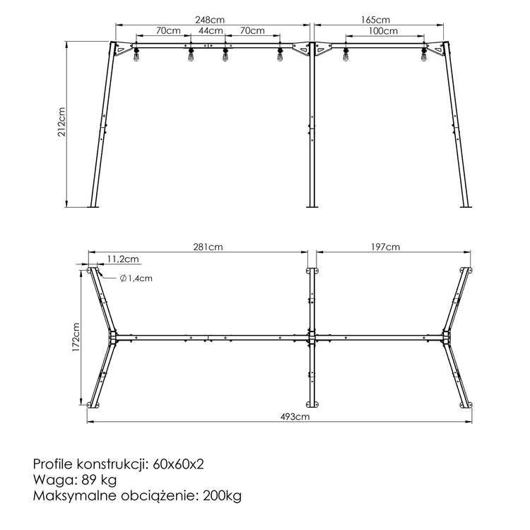 Soporte triple para columpios de 3 personas PREMIUM MO-014 - Marbo Sport