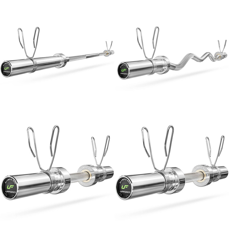 Conjunto 65kg | Barra olímpica de 180 cm + barra de curl ligeramente curvada de 120 cm + 2x barra de mancuernas de 50 cm + discos de pesas 2x5kg, 6x2,5kg, 4x1,25kg - Marbo Sport