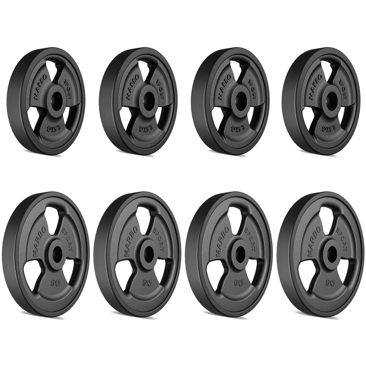 Juego de pesas de hierro fundido engomadas Tri-Grip 30 kg / 4 x 5 kg + 4 x 2,5 kg - Marbo Sport