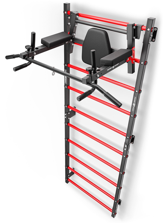 Set MHU1 | Escalera gimnástica metálica + Pasamanos y barra 2 en 1 para pared y escalera - Marbo Sport