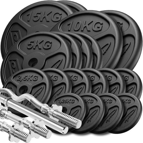Juego de barras reforzadas y pesas SLIM 113 kg - Marbo Sport