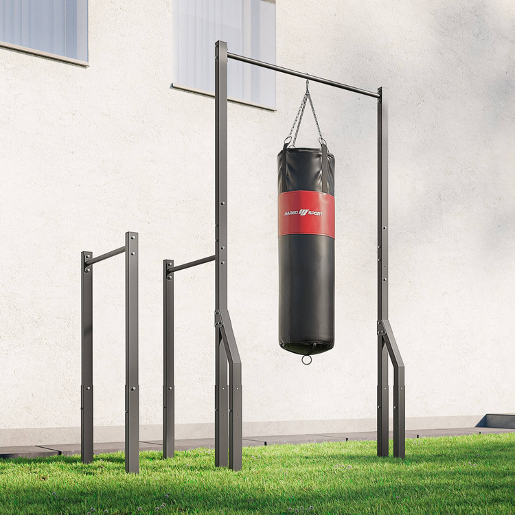Barra de dominadas exterior con barras paralelas y soporte para saco de boxeo MO-Z2 - Marbo Sport