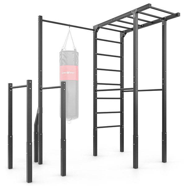 Escalera exterior + barra de dominadas con soporte para bolsas + pasamanos para dominadas (largo) MO-Z5 - Marbo Sport