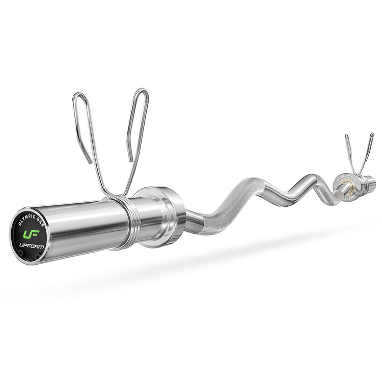 Set de barra olímpica de 180 cm + barra curvada de 120 cm + 2 barras de mancuernas de 50 cm + discos de pesas 65 kg (2×5 kg + 6×2,5 kg + 4×1,25 kg) - Marbo Sport