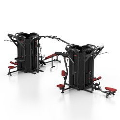 Máquina multifuncional torre de MAXI 9 estaciones con poleas (tapizado granate) MP-T003 - Marbo Sport