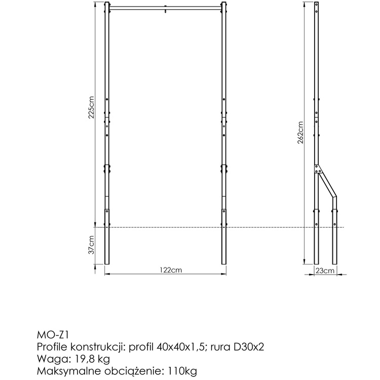 Barra de dominadas externa con soporte para bolsa MO-Z1 - Marbo Sport