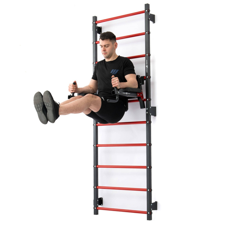 Set MHU1 | Escalera gimnástica metálica + Pasamanos y barra 2 en 1 para pared y escalera - Marbo Sport