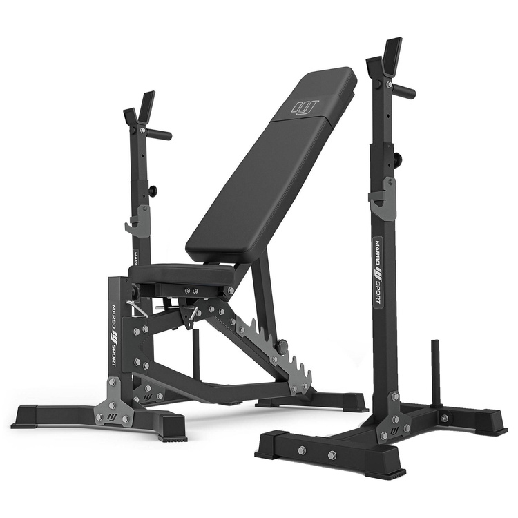 Set MS30_2.0 | banco de entrenamiento ajustable de doble cara + soporte multinivel para mancuernas (2 piezas) con asistencia - Marbo Sport