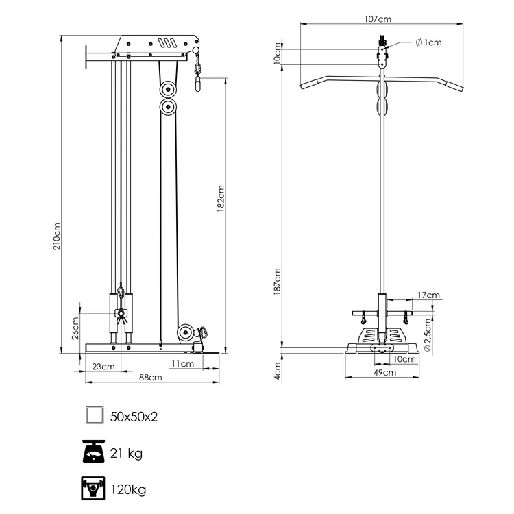 Máquina de tracción de pared con doble guía MS-W103 2.0 – Marbo Sport