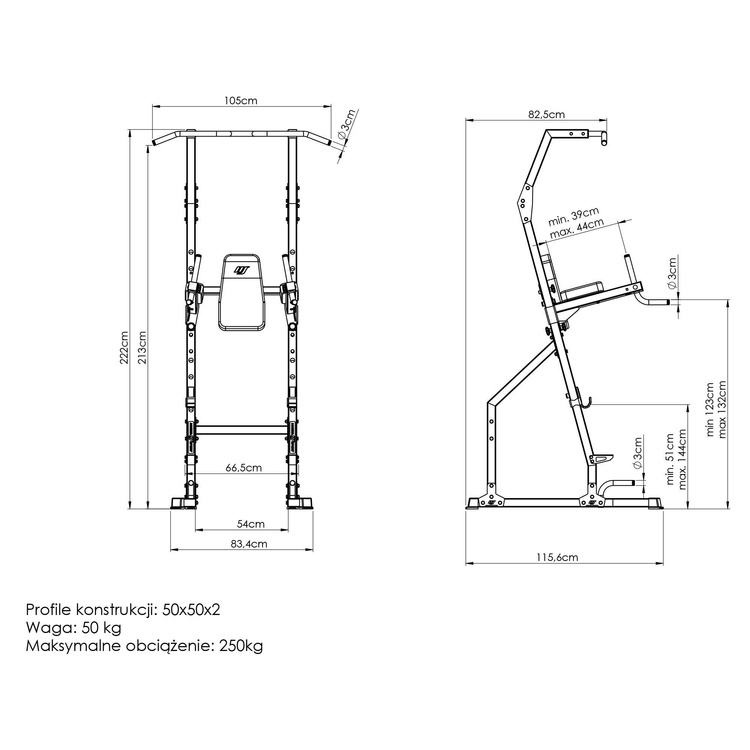 Estación de pesas MS-U110 2.0 con barra de tracción - Marbo Sport