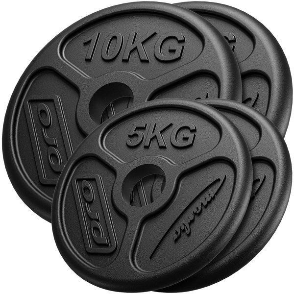 Juego de discos de pesas olímpicas de hierro fundido 30 kg (2 x 10 kg + 2 x 5 kg) - Marbo Sport