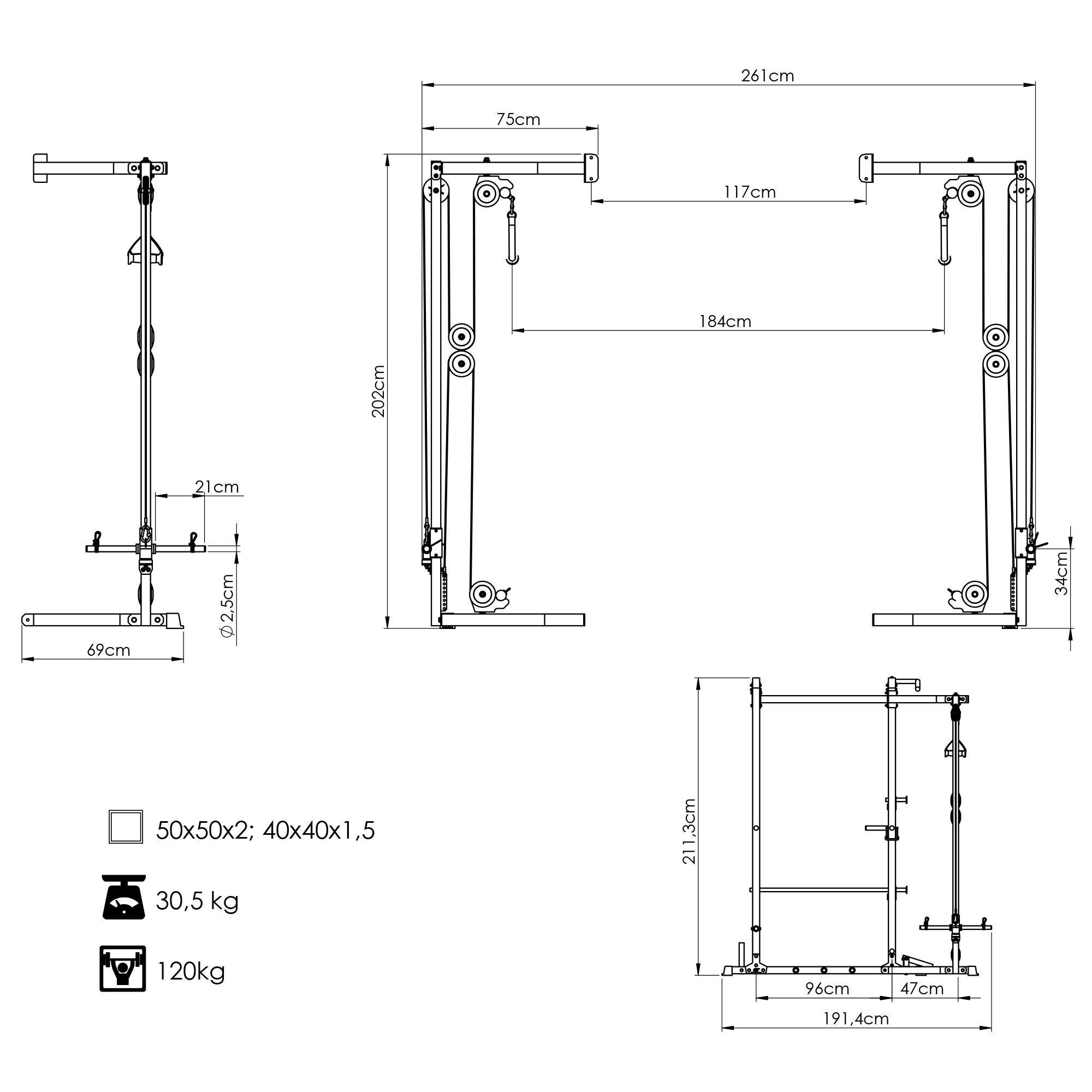 Polea cruzada para jaula rack MS-W108 2.0 – Marbo Sport