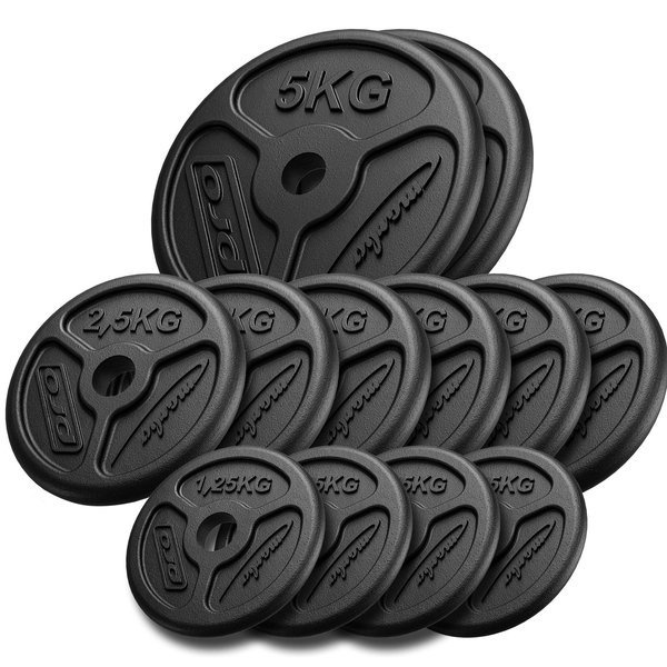 Juego de pesas de hierro fundido slim 30 kg / 4 x 1,25 kg, 6 x 2,5 kg, 2 x 5 kg - Marbo Sport