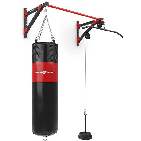 Barra multifuncional 3 en 1 con barra de dominadas, polea alta y soporte para saco de boxeo MH-D204 - Marbo Sport