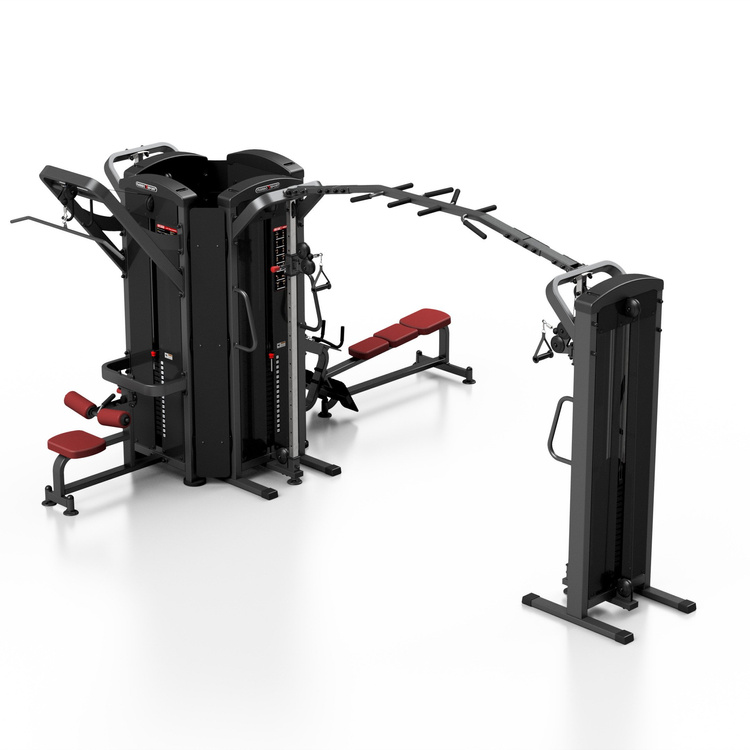 Máquina multifuncional torre MIDI de 6 estaciones con poleas (tapizado granate) MP-T002 - Marbo Sport