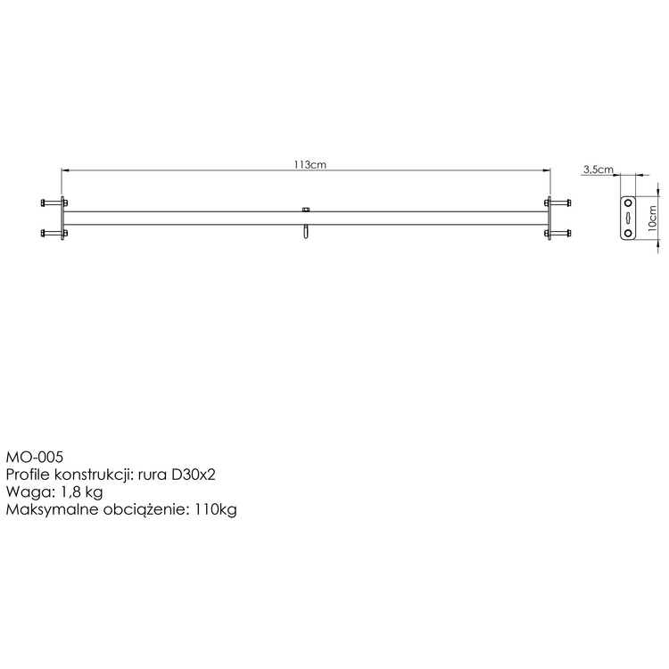 Barra recta de dominadas para exterior con soporte para saco de boxeo MO-005 - Marbo Sport