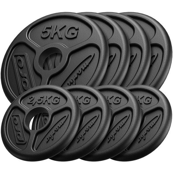 Juego de discos de pesas olímpicas de hierro fundido 30 kg (4 x 5 kg + 4 x 2,5 kg) - Marbo Sport