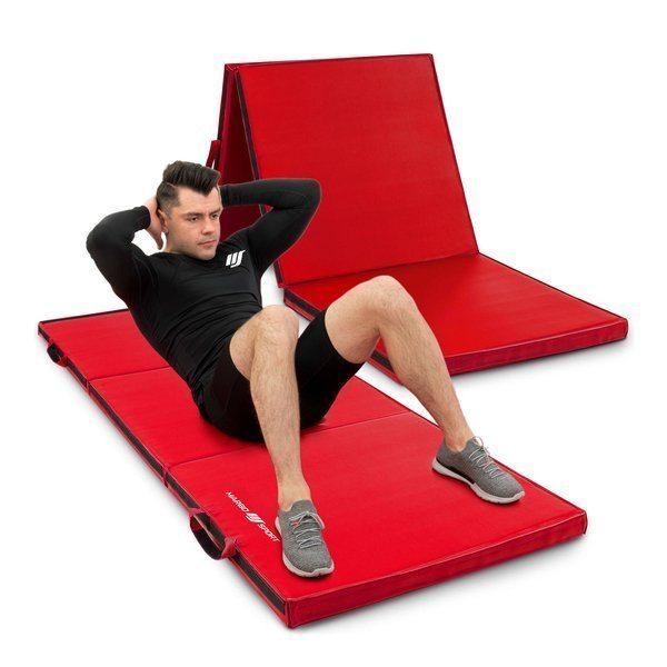 Colchoneta de gimnasia dura plegable con velcro 180 x 60 x 5 cm - rojo - Marbo Sport