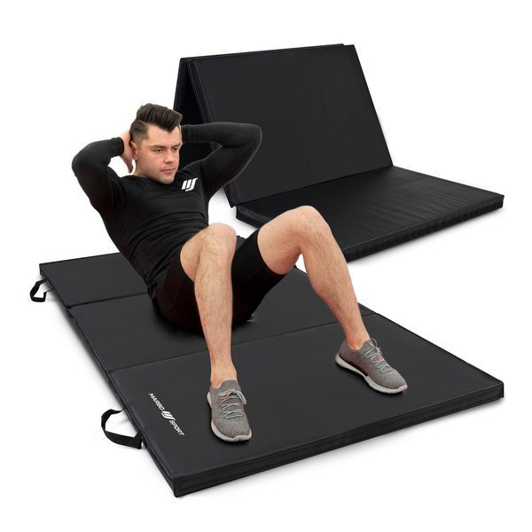 Colchoneta estable plegable con cierre de velcro 180 x 90 x 5 cm negro - Marbo Sport