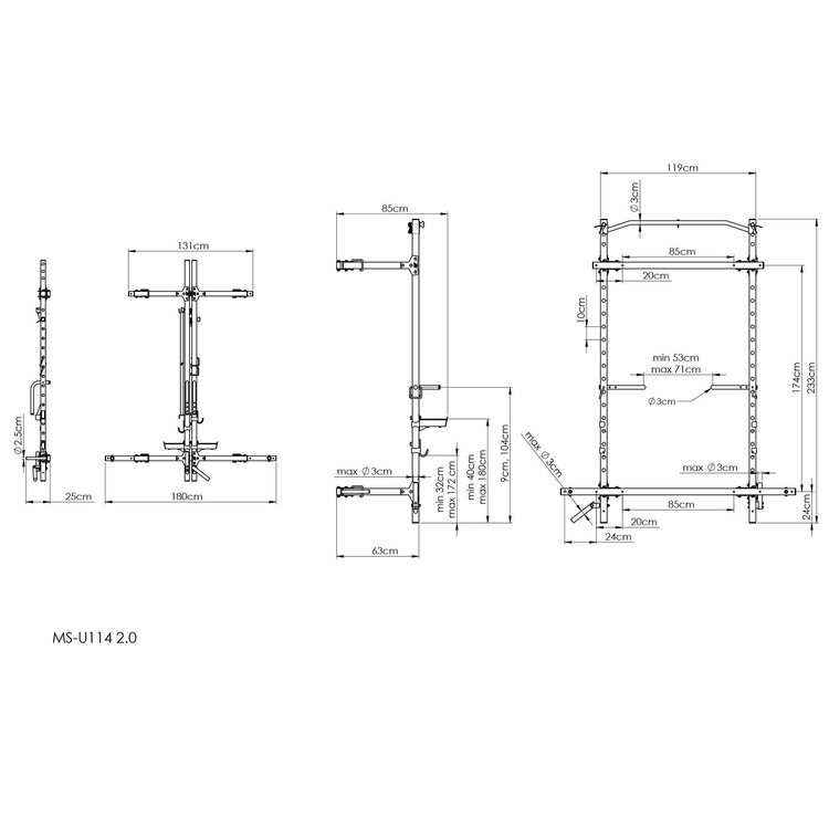 Plegable Power Rack MS-U114 2.0 - Marbo Sport