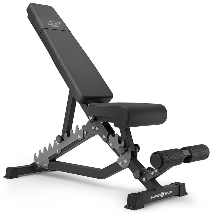 Set MS2_2.0_83KG_G | banco doble + soportes ajustables + juego de barras reforzadas y pesas de goma 83 kg - Marbo Sport