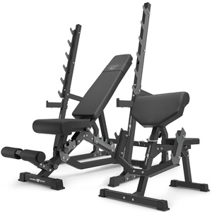Set MS6_2.0 | banco doble + Soportes de gimnasio + Banco Scott con soporte ajustable- Marbo Sport