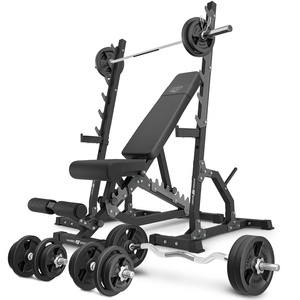 Set MS24_2.0_113KG | banco doble + soporte multinivel (2 piezas) + juego de barras reforzadas y pesas 113 kg - Marbo Sport