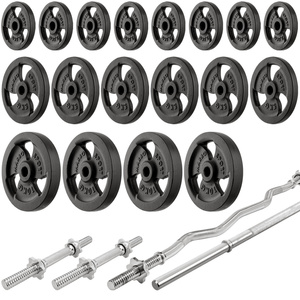 Set MH19_141KG_KIER | Banco de entrenamiento multifuncional ajustable MH-L115 + Soportes de barra ajustables (2 piezas) MH-S201 + Juego de barras reforzadas y pesas 113 kg - Marbo Sport