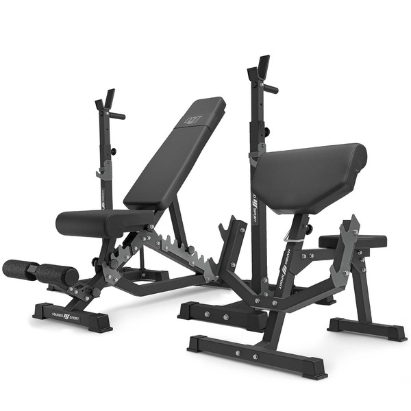 Set MS33_2.0 | banco doble + soporte multinivel para mancuernas + Banco Scott con soporte ajustable - Marbo Sport