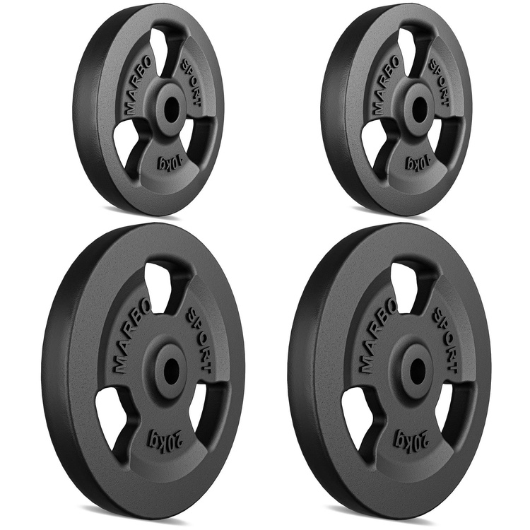 Juego de pesas de hierro fundido Tri-Grip 60 kg / 2 x 20 kg + 2 x 10 kg - Marbo Sport