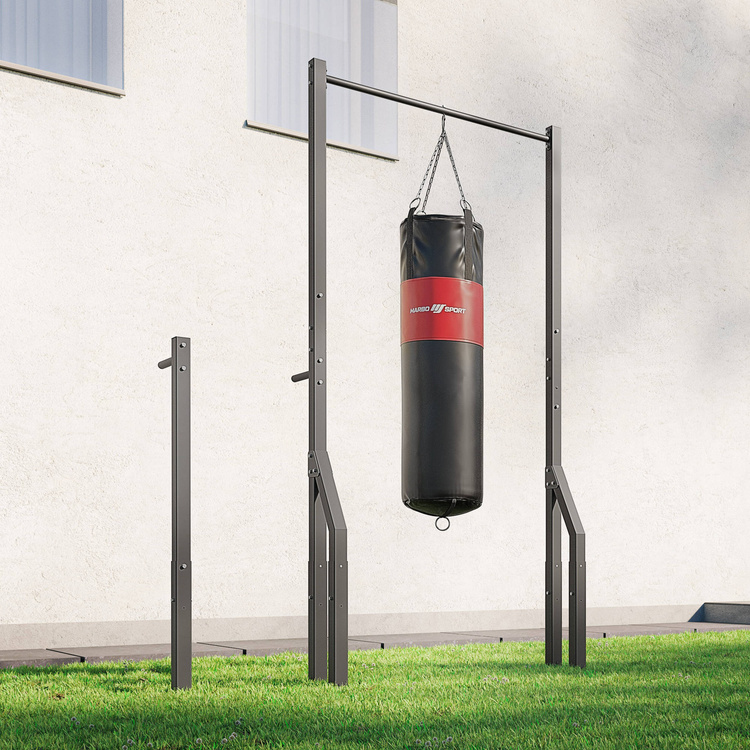 Barra de dominadas externa con soporte para bolsas y pasamanos cortos para dominadas MO-Z3 - Marbo Sport