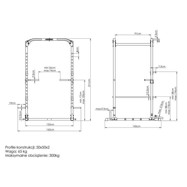 Jaula de entrenamiento multifuncional Power Rack MS-U112 2.0 - Marbo Sport