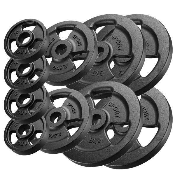 Juego de discos de pesas de hierro fundido Tri-Grip 29 kg (4 x 5 kg + 2 x 2,5 kg + 4 x 1 kg) - Marbo Sport