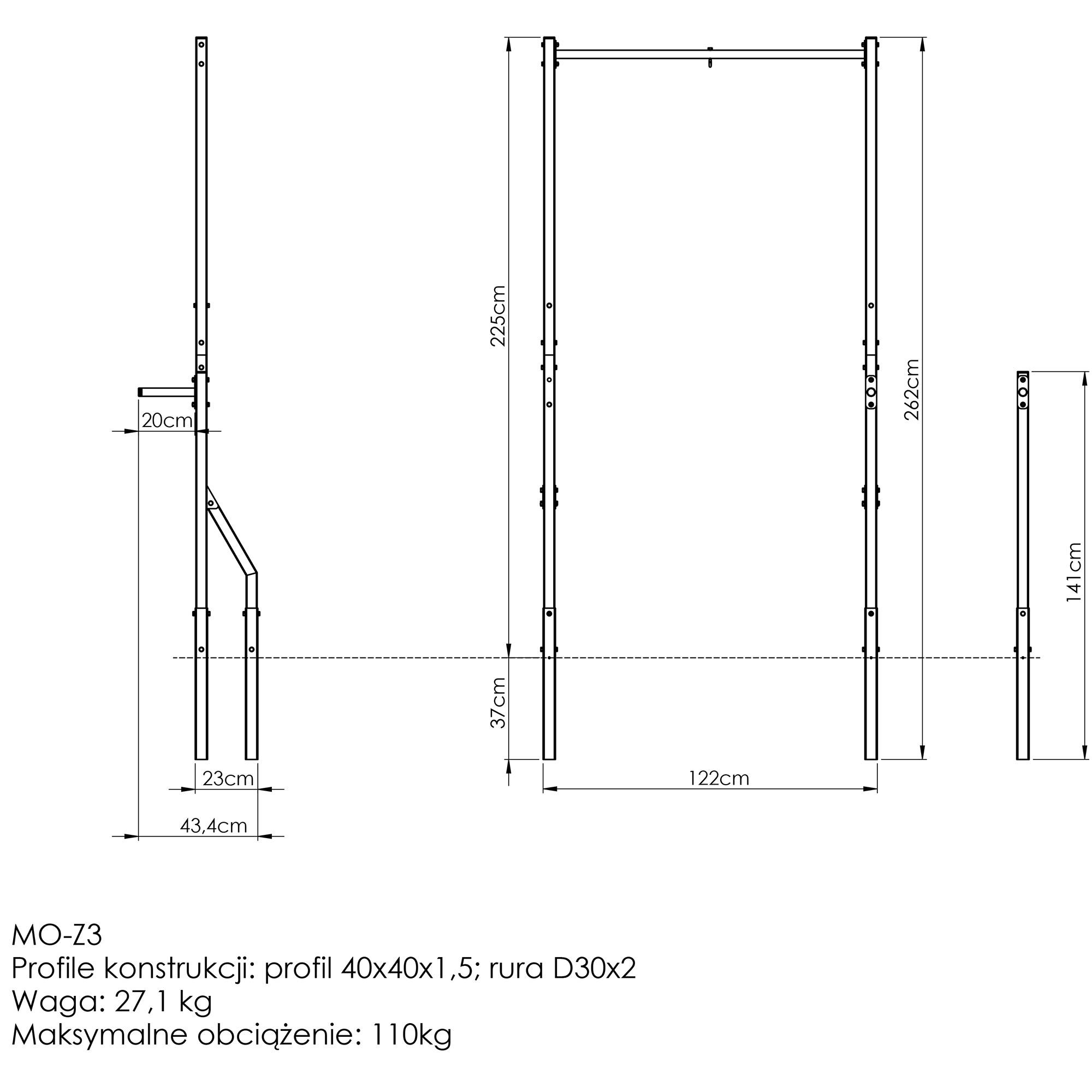 Barra de dominadas externa con soporte para bolsas y pasamanos cortos para  dominadas MO-Z3 - Marbo Sport, Exterior Black Week 2023 Cyber Week 2023  Equipo para uso en exteriores